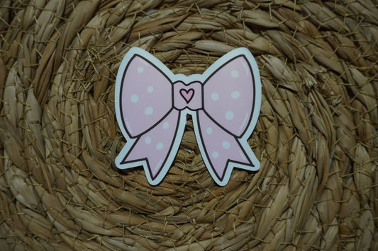 Pink Polka Dot Bow Sticker